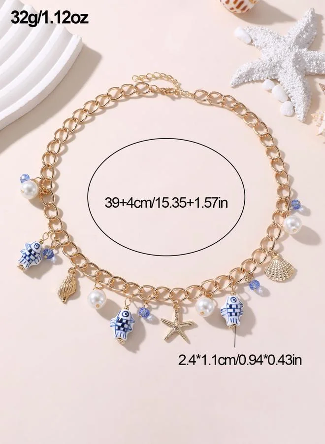Take Two  Gold Charm Necklace with Sea Pendants for Women | Best Price UAE